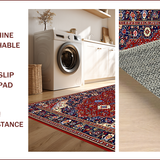 Ultra Soft Area Rug, Non Slip, Stain Resistant, Washable Area Rugs for Living Room, Bedroom, Vintage Floral Trellis Arrangement(Red)