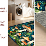 Whimsical Navy Blue Mushroom Motif(Green)