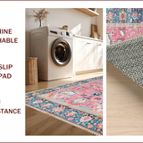 Ultra Soft Area Rug, Non Slip, Stain Resistant, Washable Area Rugs for Living Room, Bedroom, Rustic Soft Toned Geometric Beauty(Pink)
