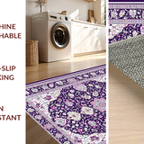 Ultra Soft Area Rug, Non Slip, Stain Resistant, Washable Area Rugs for Living Room, Bedroom, Chic Monochrome Vintage Blossom(Purple)