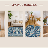 Ultra Soft Area Rug, Non Slip, Stain Resistant, Washable Area Rugs for Living Room, Bedroom, Chic Vintage Blue Aesthetic(Blue)