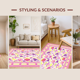Ultra Soft Area Rug, Non Slip, Stain Resistant, Washable Area Rugs for Living Room, Bedroom, Festive Cute Holiday Pattern Play(Pink)