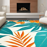 Ultra Soft Area Rug, Non Slip, Stain Resistant, Washable Area Rugs for Living Room, Bedroom, Serene Blue Tropical Elegance(Green)