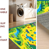 Ultra Soft Area Rug, Non Slip, Stain Resistant, Washable Area Rugs for Living Room, Bedroom, Brightly Colored Fossil Discovery Path(Yellow)