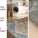 Ultra Soft Area Rug, Non Slip, Stain Resistant, Washable Area Rugs for Living Room, Bedroom, Chic Sky Blue Tiled Aesthetic(Orange)