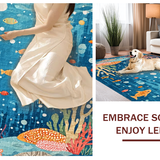 Ultra Soft Area Rug, Non Slip, Stain Resistant, Washable Area Rugs for Living Room, Bedroom, Playroom Education Ocean Animal ABC Number Shape Area Rug(Blue)