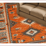 Ultra Soft Area Rug, Non Slip, Stain Resistant, Washable Area Rugs for Living Room, Bedroom, Distressed Tribal Geometric Elegance(Orange)