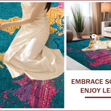Ultra Soft Area Rug, Non Slip, Stain Resistant, Washable Area Rugs for Living Room, Bedroom, World Map Multicolor Bedroom Meditation Carpet(Blue)