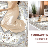 Ultra Soft Area Rug, Non Slip, Stain Resistant, Washable Area Rugs for Living Room, Bedroom, Vibrant Luxurious Medallion Theme(White)