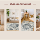 Ultra Soft Area Rug, Non Slip, Stain Resistant, Washable Area Rugs for Living Room, Bedroom, Rustic Vintage Ogee Motif(Gray)