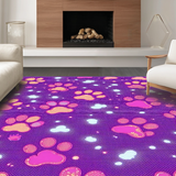 Ultra Soft Area Rug, Non Slip, Stain Resistant, Washable Area Rugs for Living Room, Bedroom, Fun and Lively Paw Pattern Aesthetic(Purple)