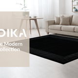 Ultra Soft Area Rug, Non Slip, Stain Resistant, Washable Area Rugs for Living Room, Bedroom, Sleek Geometric Black and White Fusion(Black)