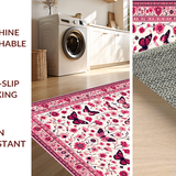 Ultra Soft Area Rug, Non Slip, Stain Resistant, Washable Area Rugs for Living Room, Bedroom, Vibrant Tropical Butterfly Pattern(Pink)