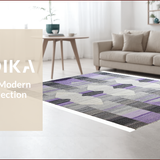 Ultra Soft Area Rug, Non Slip, Stain Resistant, Washable Area Rugs for Living Room, Bedroom, Transitional Grey Lavender Trellis Art(Purple)