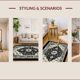 Ultra Soft Area Rug, Non Slip, Stain Resistant, Washable Area Rugs for Living Room, Bedroom, Oriental Distressed Black Ivory Living Room Rug(Black)