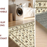Ultra Soft Area Rug, Non Slip, Stain Resistant, Washable Area Rugs for Living Room, Bedroom, Bright White Petal Accents(Beige)