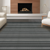 Ultra Soft Area Rug, Non Slip, Stain Resistant, Washable Area Rugs for Living Room, Bedroom, Graphic Striped Rug Black and White Low Pile Floor Covering(Black)
