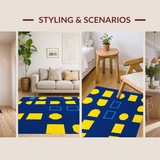 Ultra Soft Area Rug, Non Slip, Stain Resistant, Washable Area Rugs for Living Room, Bedroom, Vibrant Navy and Yellow Visuals(Blue)