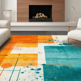Ultra Soft Area Rug, Non Slip, Stain Resistant, Washable Area Rugs for Living Room, Bedroom, Lively Modern Abstract Expressionism(Orange)