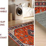Ultra Soft Area Rug, Non Slip, Stain Resistant, Washable Area Rugs for Living Room, Bedroom, Elegant Warm-Toned Medallion Design(Red)