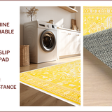 Ultra Soft Area Rug, Non Slip, Stain Resistant, Washable Area Rugs for Living Room, Bedroom, Elegant Yellow Ivory Geometric Style(Yellow)