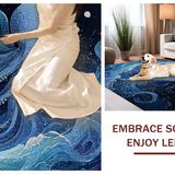 Ultra Soft Area Rug, Non Slip, Stain Resistant, Washable Area Rugs for Living Room, Bedroom, Nautical Theme Art Rug - Sea Monster Graphic Indoor Carpet(Blue)