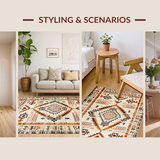 Ultra Soft Area Rug, Non Slip, Stain Resistant, Washable Area Rugs for Living Room, Bedroom, Vintage Cozy Diamond Arrangement(Orange)