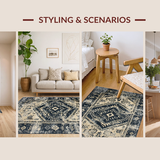 Ultra Soft Area Rug, Non Slip, Stain Resistant, Washable Area Rugs for Living Room, Bedroom, Rustic Vintage Tumbled Texture(Black)