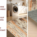 Ultra Soft Area Rug, Non Slip, Stain Resistant, Washable Area Rugs for Living Room, Bedroom, Trendy Neutral Floral Composition(Orange)