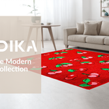Ultra Soft Area Rug, Non Slip, Stain Resistant, Washable Area Rugs for Living Room, Bedroom, Bold Modern Fruit Illustrations(Red)