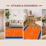 Ultra Soft Area Rug, Non Slip, Stain Resistant, Washable Area Rugs for Living Room, Bedroom, Bold Orange and Blue Palette(Orange)