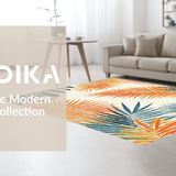 Ultra Soft Area Rug, Non Slip, Stain Resistant, Washable Area Rugs for Living Room, Bedroom, Playful Floral Tropics Palette(Orange)