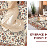 Ultra Soft Area Rug, Non Slip, Stain Resistant, Washable Area Rugs for Living Room, Bedroom, Classic Elegant Floral Harmony(Ivory)