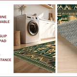 Ultra Soft Area Rug, Non Slip, Stain Resistant, Washable Area Rugs for Living Room, Bedroom, Rustic Nature-Inspired Patchwork Aesthetic(Green)