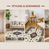 Vibrant Distressed Geometric Motif(Ivory)