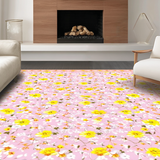 Ultra Soft Area Rug, Non Slip, Stain Resistant, Washable Area Rugs for Living Room, Bedroom, Playful White Petal Motif(Pink)