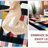 Ultra Soft Area Rug, Non Slip, Stain Resistant, Washable Area Rugs for Living Room, Bedroom, Chic Minimalist Dual-Tone Alignment(Black)