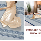 Ultra Soft Area Rug, Non Slip, Stain Resistant, Washable Area Rugs for Living Room, Bedroom, Luxurious Navy Tiled Arrangement(White)