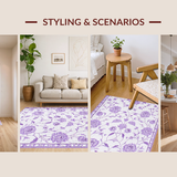 Ultra Soft Area Rug, Non Slip, Stain Resistant, Washable Area Rugs for Living Room, Bedroom, Cozy Pastel Medallion Arrangement(Purple)