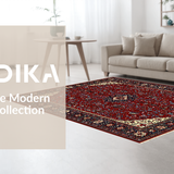 Ultra Soft Area Rug, Non Slip, Stain Resistant, Washable Area Rugs for Living Room, Bedroom, Luxurious Deep Red Tiled Pattern(Red)