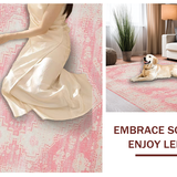 Ultra Soft Area Rug, Non Slip, Stain Resistant, Washable Area Rugs for Living Room, Bedroom, Chic Distressed Geometric Style(Pink)