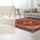 Ultra Soft Area Rug, Non Slip, Stain Resistant, Washable Area Rugs for Living Room, Bedroom, Timeless Circular Ogee Design(Red)
