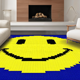 Ultra Soft Area Rug, Non Slip, Stain Resistant, Washable Area Rugs for Living Room, Bedroom, Chic Minimalist Smiley Motif(Yellow)