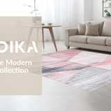 Ultra Soft Area Rug, Non Slip, Stain Resistant, Washable Area Rugs for Living Room, Bedroom, Trendy Pink and Black Geometric Fusion(Pink)