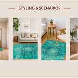 Ultra Soft Area Rug, Non Slip, Stain Resistant, Washable Area Rugs for Living Room, Bedroom, Whimsical Medallion Color Fusion(Blue)