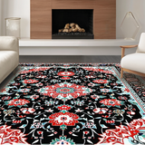 Ultra Soft Area Rug, Non Slip, Stain Resistant, Washable Area Rugs for Living Room, Bedroom, Whimsical Low-Pile Trellis Style(Black)