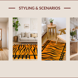 Ultra Soft Area Rug, Non Slip, Stain Resistant, Washable Area Rugs for Living Room, Bedroom, Rustic Earthy Tiger Skin Motif(Orange)