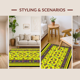 Ultra Soft Area Rug, Non Slip, Stain Resistant, Washable Area Rugs for Living Room, Bedroom, Dynamic Artistic Celebration Style(Yellow)