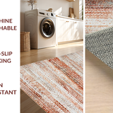 Ultra Soft Area Rug, Non Slip, Stain Resistant, Washable Area Rugs for Living Room, Bedroom, Rustic Ombre Throw Rug with Vintage Distressed Texture and Subtle Chevron(Brown)