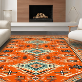 Ultra Soft Area Rug, Non Slip, Stain Resistant, Washable Area Rugs for Living Room, Bedroom, Quirky Half Circle Color Splash(Orange)